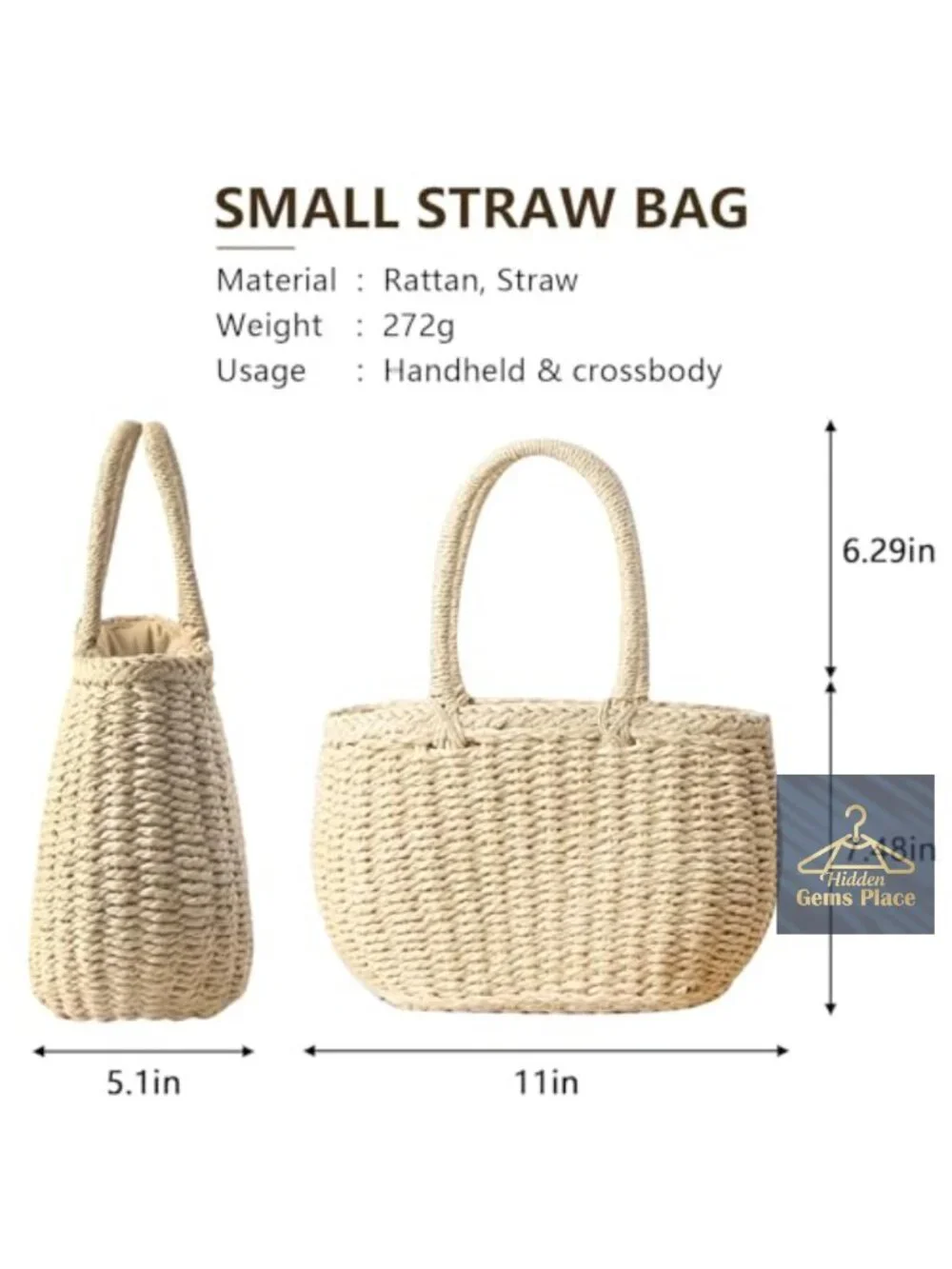 Straw Hobo Bag Crossbody Beach Purse Handwoven Shoulder Tote Vacation